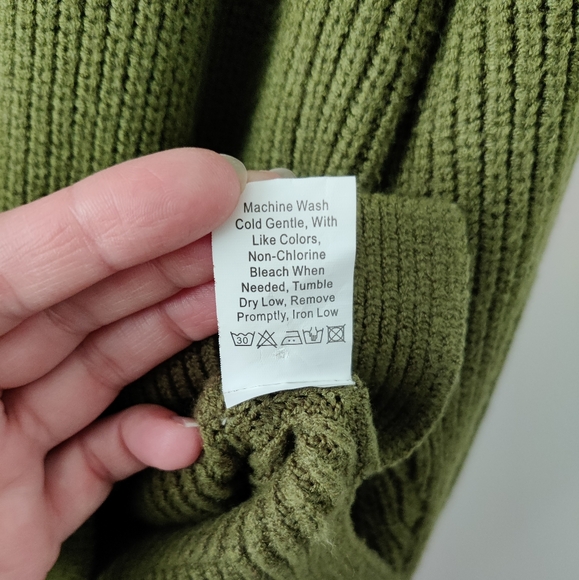 Chunky Knit Green Sweater size Large - Picture 8 of 10